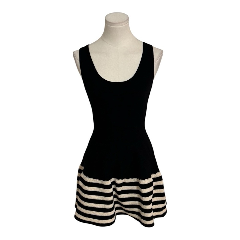 Kate Spade‎ Sandra 100% Wool Ribbed Mini Dress Striped Black White Size XS Party - Picture 4 of 12